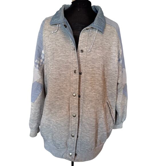 Vintage 90s Be In The Seen Blue Gray Jacket Reversible Patchwork Cottage Grandma - Picture 14 of 14
